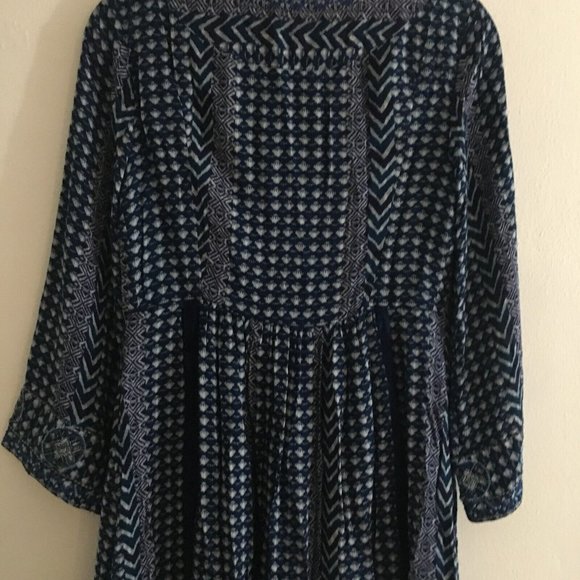 Anthropologie Akemi + Kin Rozalin Dress Blue Boho Embroidered Patterned M (?) - Picture 8 of 10